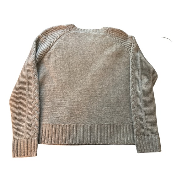 MADEWELL merino wool sweater, light gray sz small. Crisscross fringe cable knit - Picture 3 of 8
